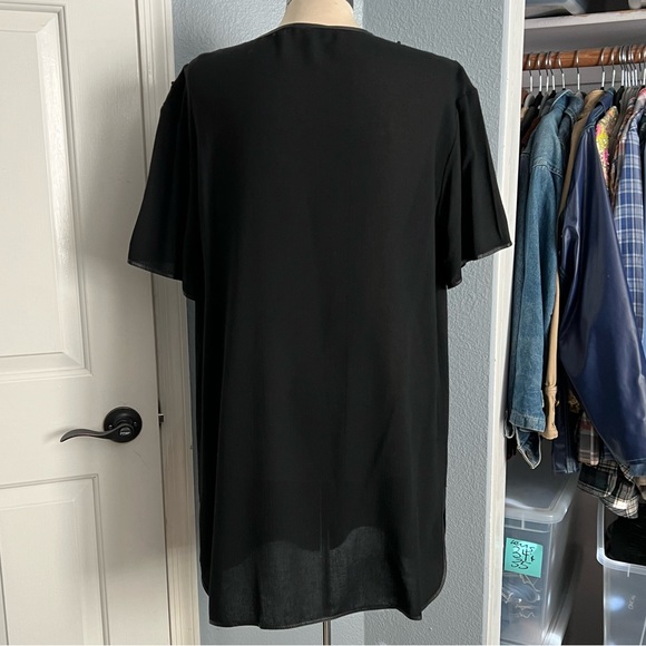 Lafayette 148 New York Black Tunic Top Woven Leather + Beading Details - Picture 4 of 12